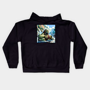 Bathing Orc Muscular Bara Art Kids Hoodie